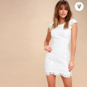 Lulu’s Romance Language Lace Dress Medium White backless lace dress